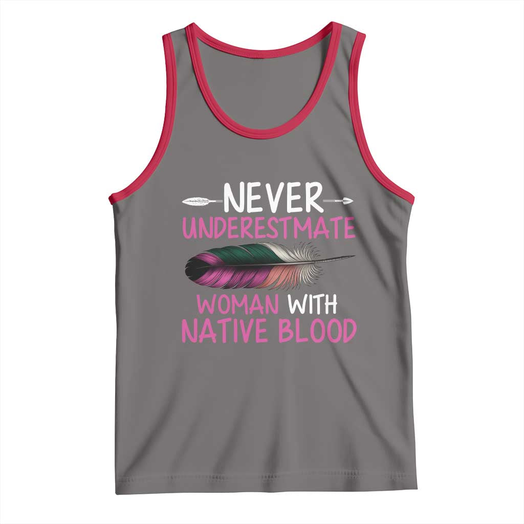 Native American Women Tank Top Never Underestimate A Woman With Native Blood TS14 Deep Heather Red Print Your Wear