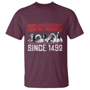 Native American T Shirt Homeland Security Fighting Terrorism Since 1492 TS14 Maroon Print Your Wear