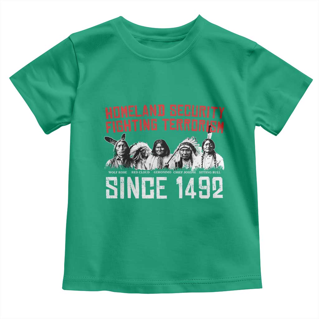 Native American Toddler T Shirt Homeland Security Fighting Terrorism Since 1492 TS14 Irish Green Print Your Wear