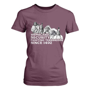 Homeland Security Fighting Terrorism Since 1492 Native American T Shirt For Women TS14 Maroon Print Your Wear