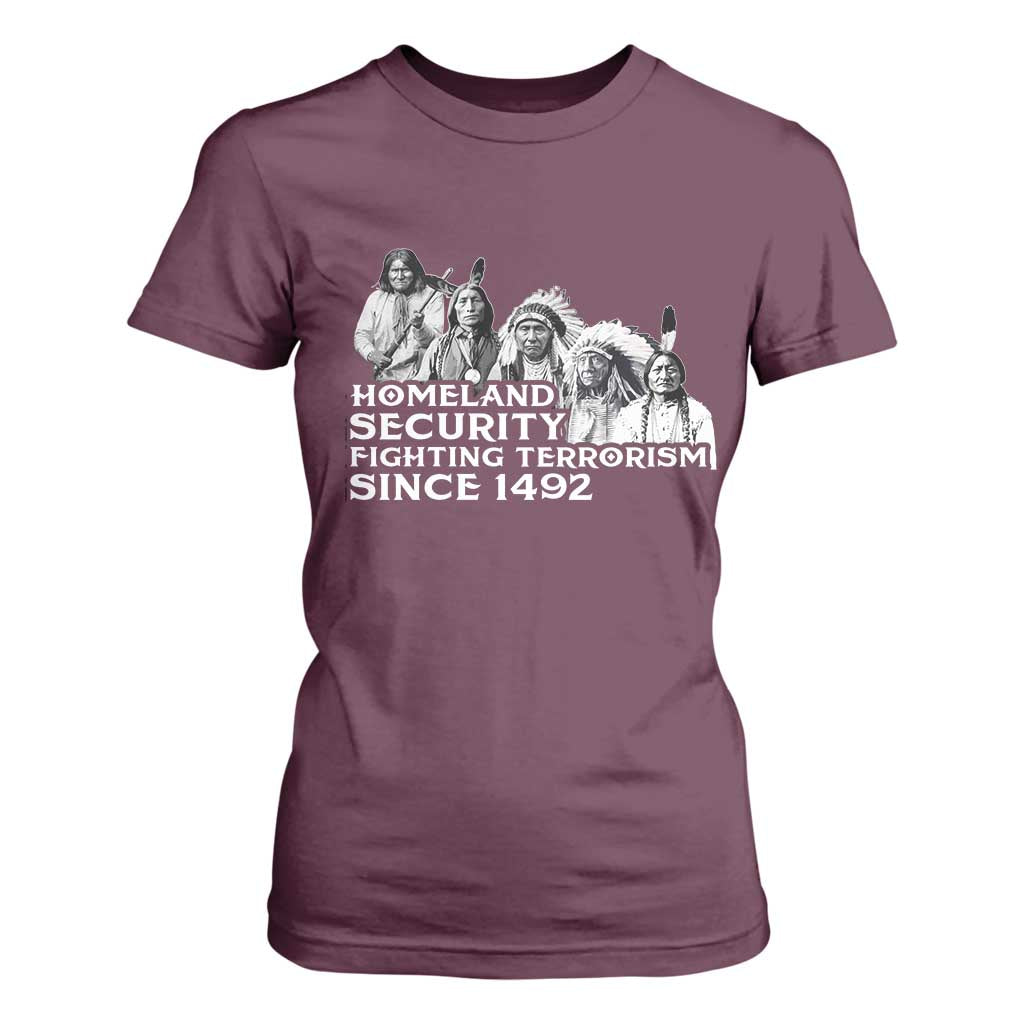 Homeland Security Fighting Terrorism Since 1492 Native American T Shirt For Women TS14 Maroon Print Your Wear