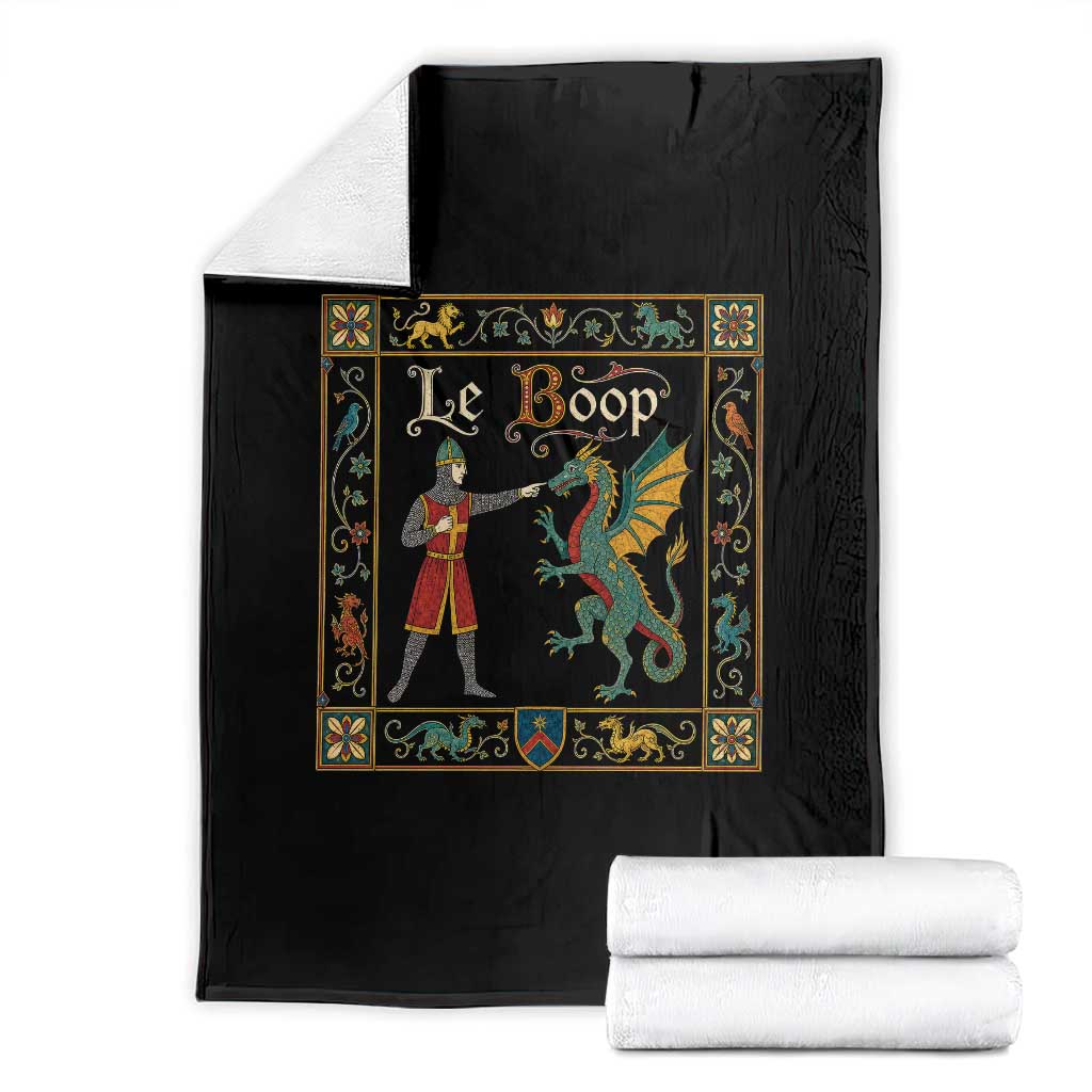 Le Boop Medieval Knight Dragon Fantasy Book Lover Humor Throw Blanket