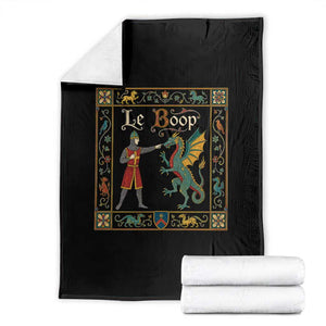 Le Boop Medieval Knight Dragon Fantasy Book Lover Humor Throw Blanket
