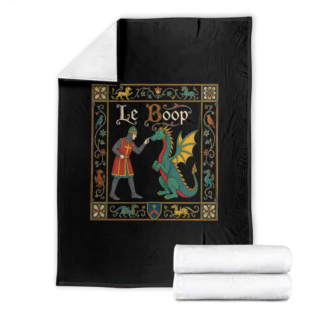 Le Boop Medieval Knight Dragon Fantasy Book Lover Humor Throw Blanket TS14 Black Print Your Wear