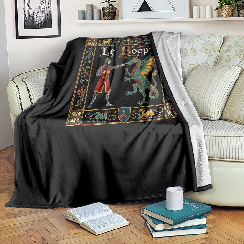 Le Boop Medieval Knight Dragon Fantasy Book Lover Humor Throw Blanket