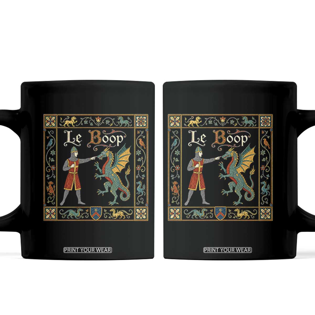 Le Boop Medieval Knight Dragon Fantasy Book Lover Humor Coffee Mug