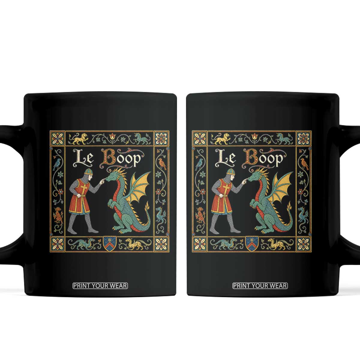 Le Boop Medieval Knight Dragon Fantasy Book Lover Humor Coffee Mug TS14 Black Print Your Wear