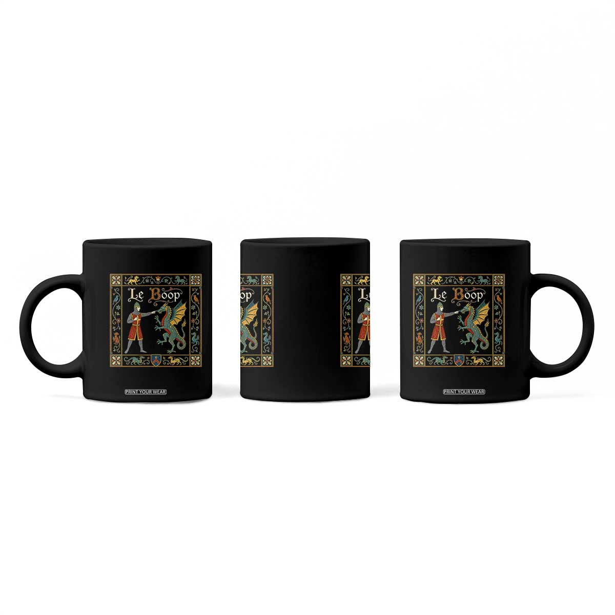 Le Boop Medieval Knight Dragon Fantasy Book Lover Humor Coffee Mug