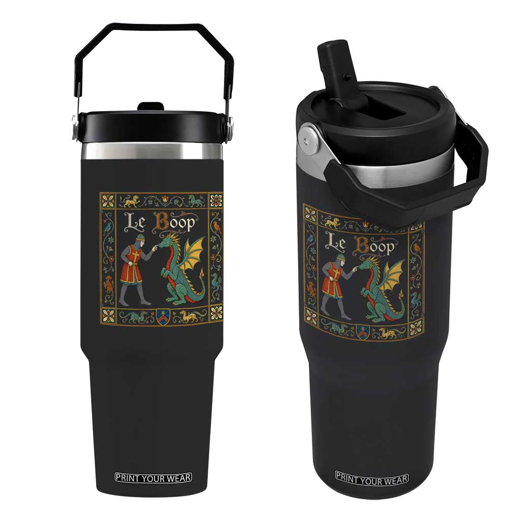 Le Boop Medieval Knight Dragon Fantasy Book Lover Humor Flip Straw Tumbler TS14 One Size: 30 oz Black Print Your Wear