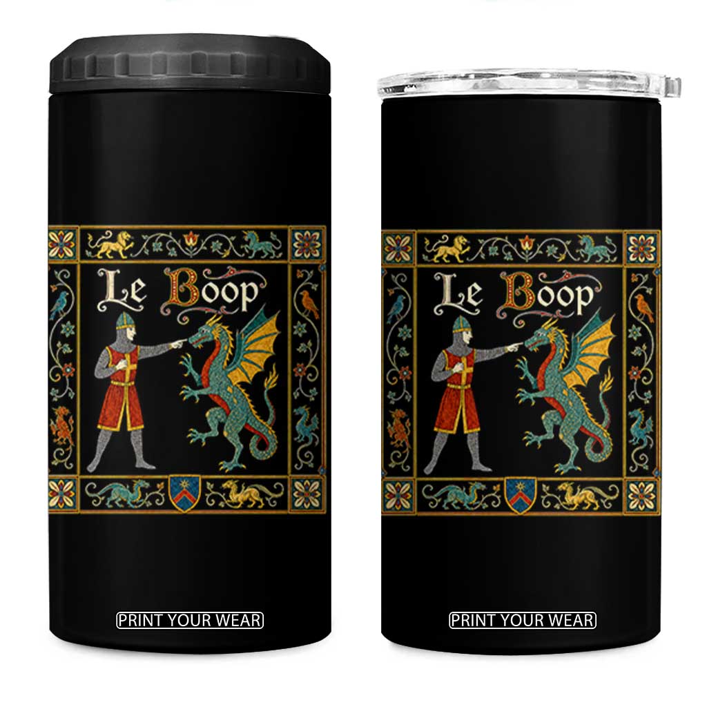 Le Boop Medieval Knight Dragon Fantasy Book Lover Humor 4 in 1 Can Cooler Tumbler