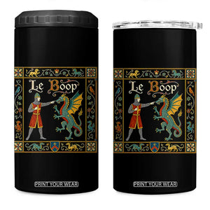 Le Boop Medieval Knight Dragon Fantasy Book Lover Humor 4 in 1 Can Cooler Tumbler