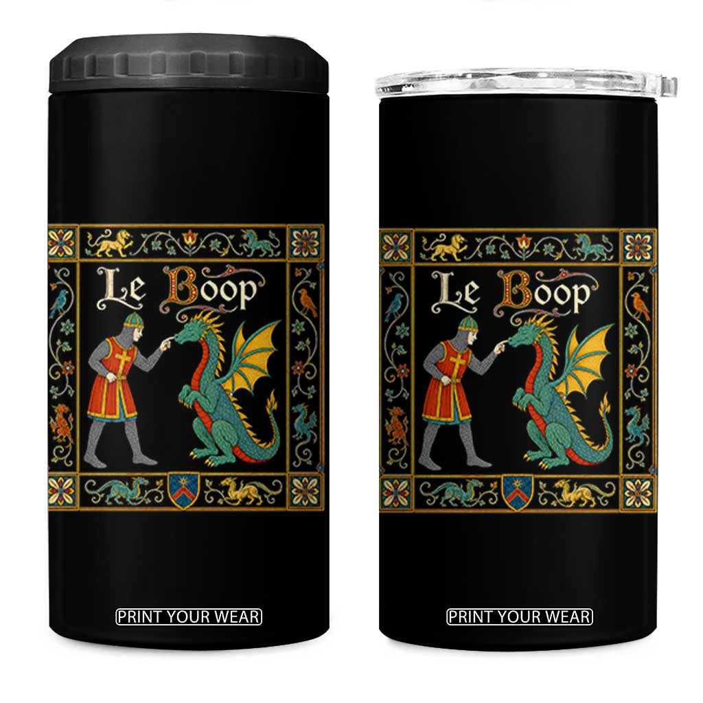Le Boop Medieval Knight Dragon Fantasy Book Lover Humor 4 in 1 Can Cooler Tumbler TS14 One Size: 16 oz Black Print Your Wear
