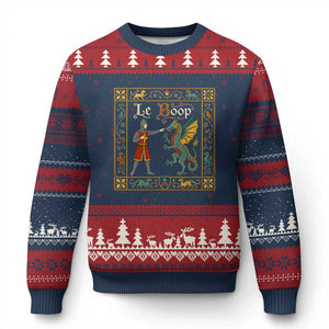 Le Boop Medieval Knight Dragon Fantasy Book Lover Humor Ugly Christmas Sweater