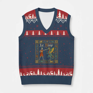 Le Boop Medieval Knight Dragon Fantasy Book Lover Humor V-Neck Knit Sweater Vest
