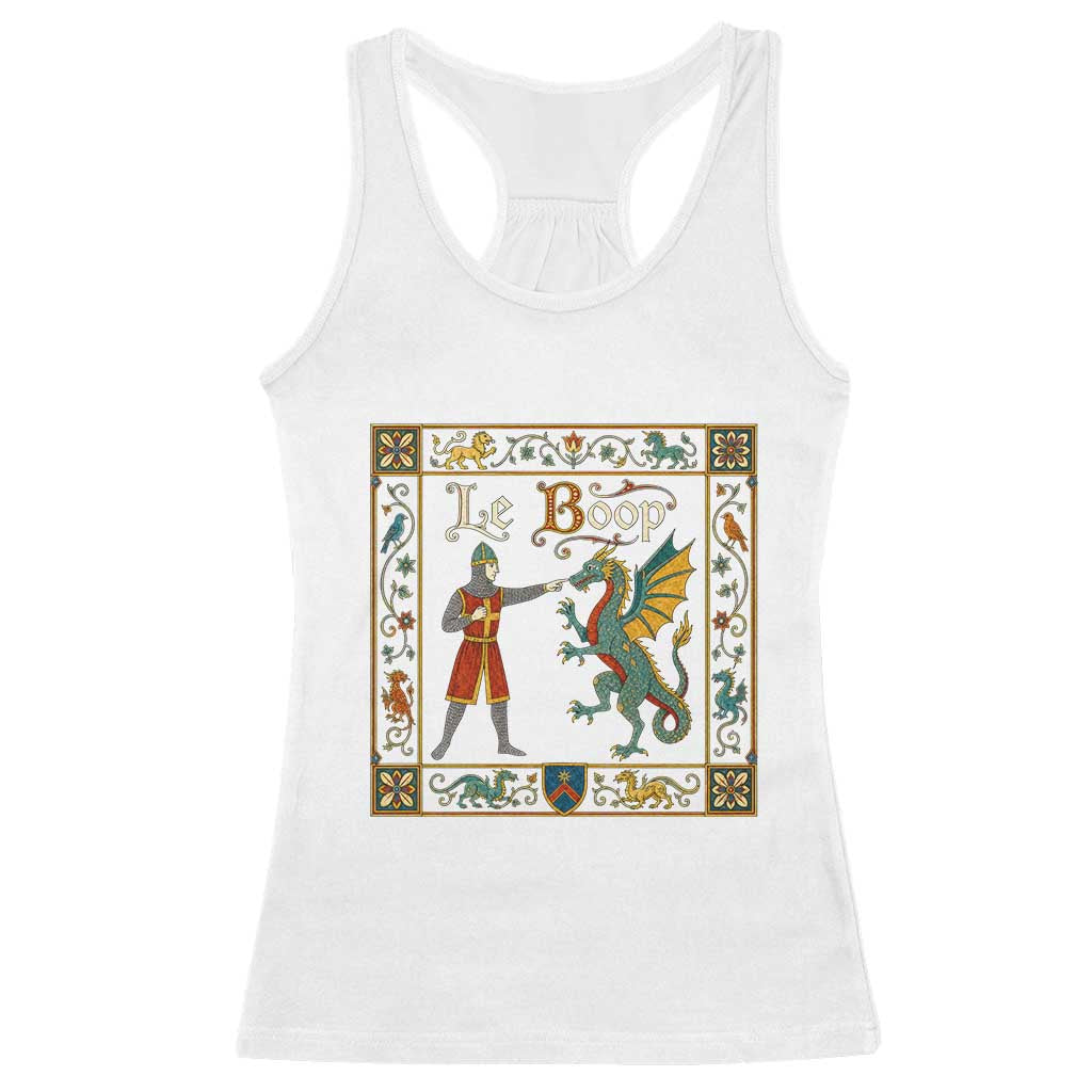 Le Boop Medieval Knight Dragon Fantasy Book Lover Humor Racerback Tank Top