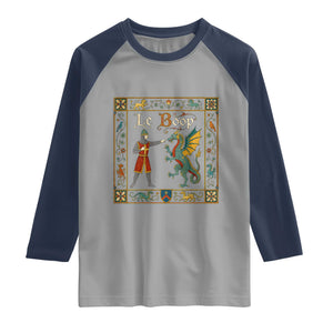 Le Boop Medieval Knight Dragon Fantasy Book Lover Humor Raglan Shirt