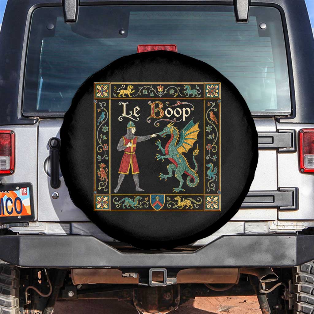 Le Boop Medieval Knight Dragon Fantasy Book Lover Humor Spare Tire Cover TS14 No hole Black Print Your Wear