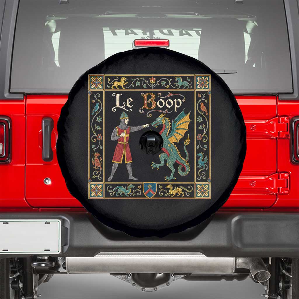 Le Boop Medieval Knight Dragon Fantasy Book Lover Humor Spare Tire Cover TS14 Black Print Your Wear