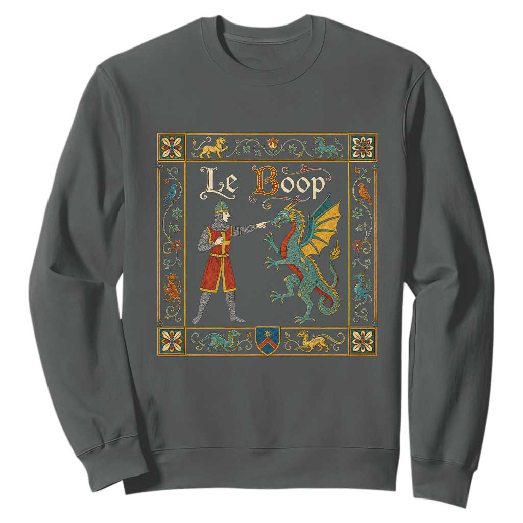Le Boop Medieval Knight Dragon Fantasy Book Lover Humor Sweatshirt