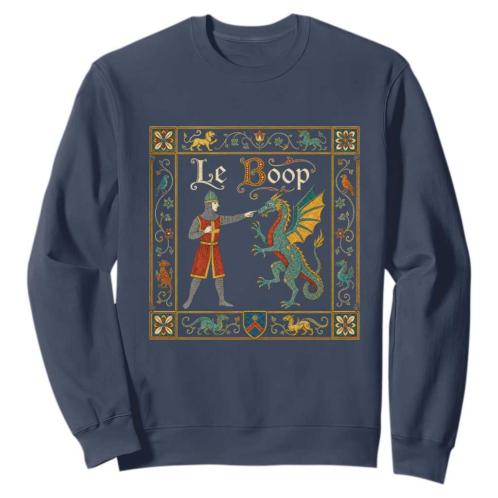 Le Boop Medieval Knight Dragon Fantasy Book Lover Humor Sweatshirt