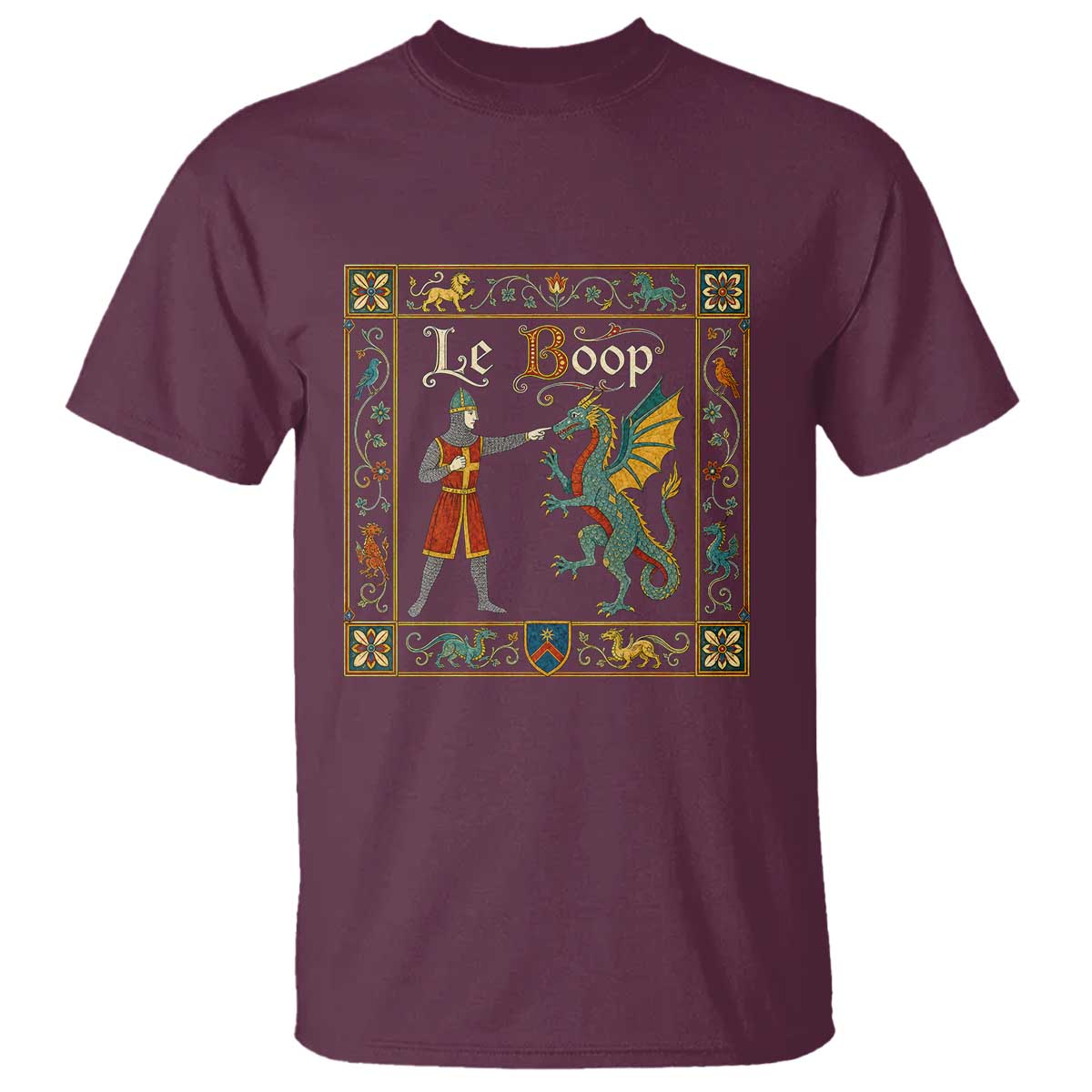 Le Boop Medieval Knight Dragon Fantasy Book Lover Humor T Shirt