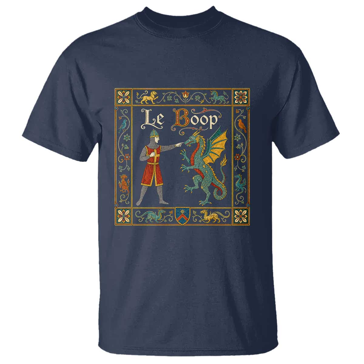 Le Boop Medieval Knight Dragon Fantasy Book Lover Humor T Shirt