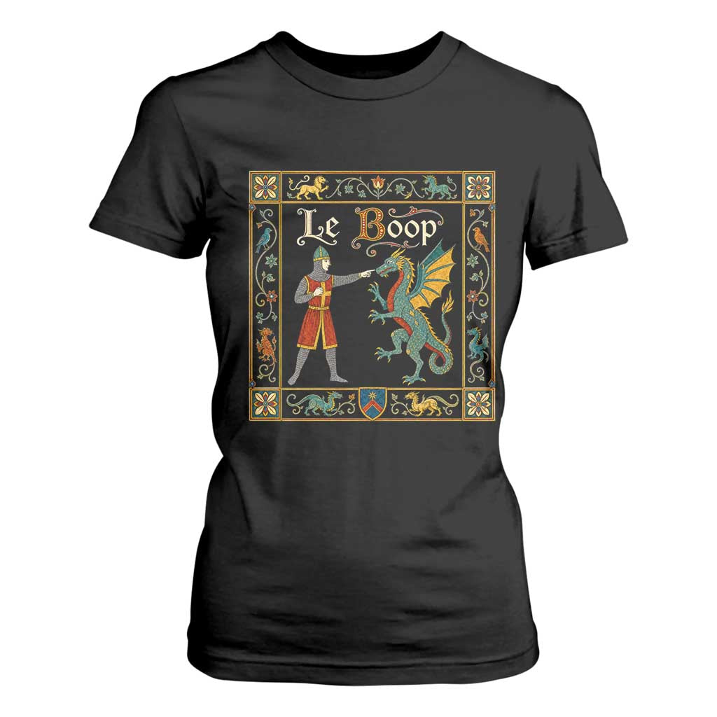 Le Boop Medieval Knight Dragon Fantasy Book Lover Humor T Shirt For Women