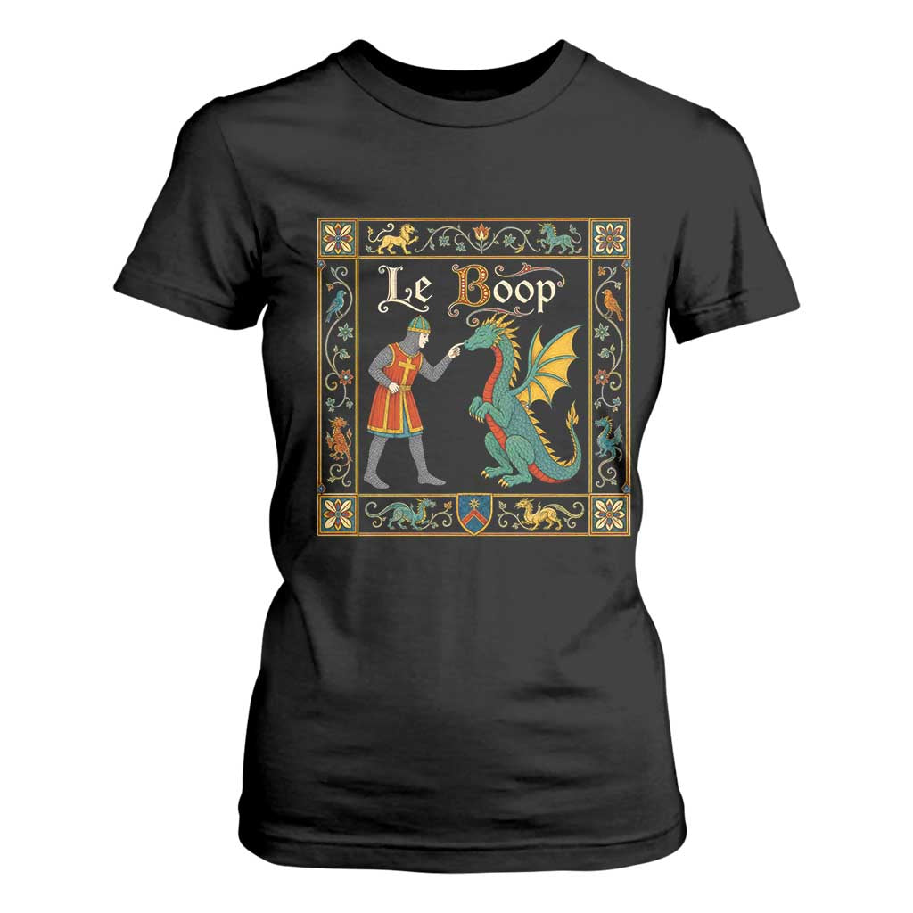 Le Boop Medieval Knight Dragon Fantasy Book Lover Humor T Shirt For Women TS14 Black Print Your Wear