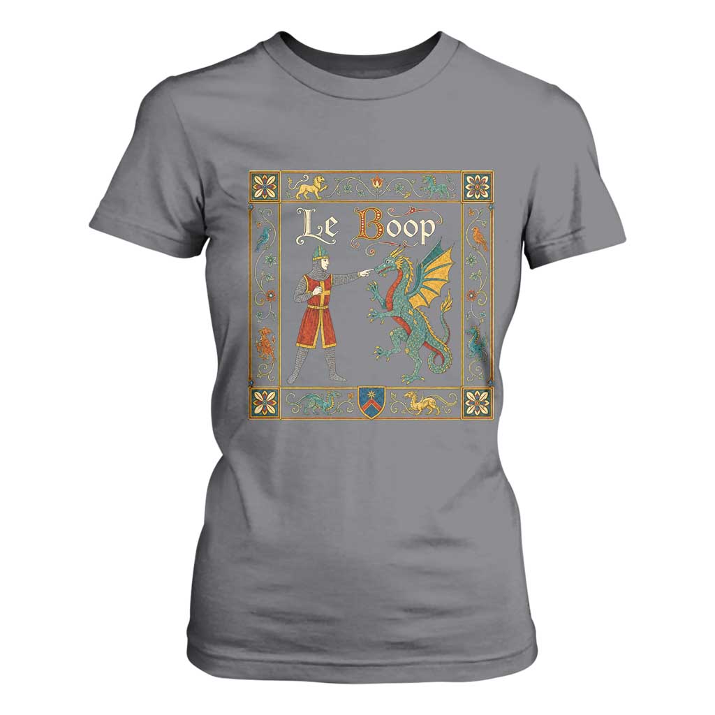 Le Boop Medieval Knight Dragon Fantasy Book Lover Humor T Shirt For Women