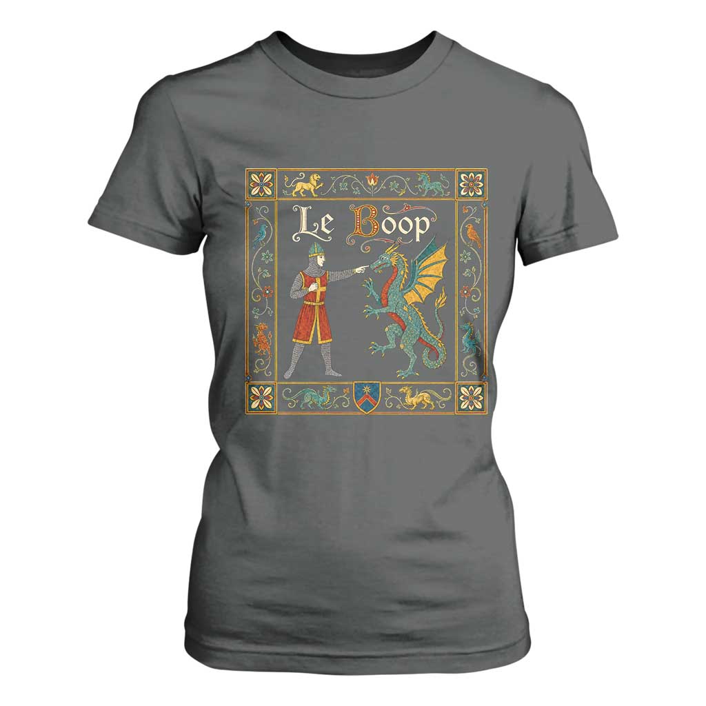 Le Boop Medieval Knight Dragon Fantasy Book Lover Humor T Shirt For Women