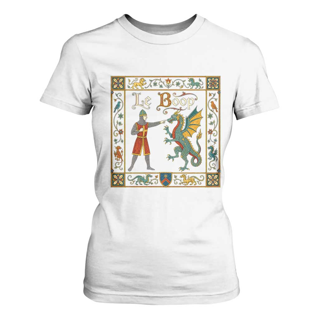 Le Boop Medieval Knight Dragon Fantasy Book Lover Humor T Shirt For Women