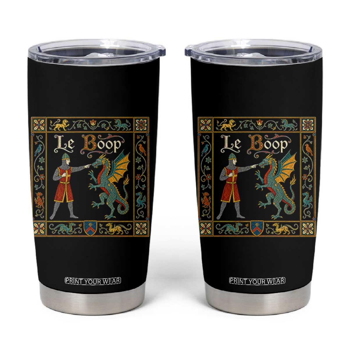 Le Boop Medieval Knight Dragon Fantasy Book Lover Humor Tumbler Cup
