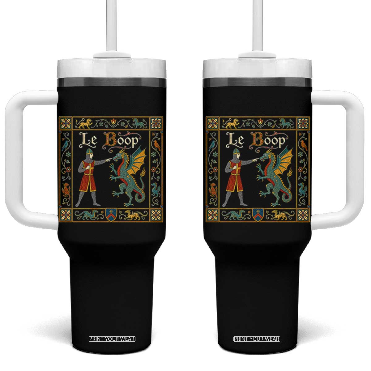 Le Boop Medieval Knight Dragon Fantasy Book Lover Humor Tumbler With Handle