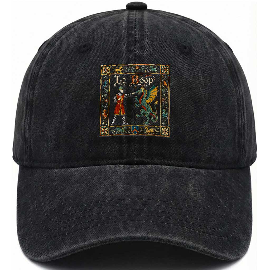 Le Boop Medieval Knight Dragon Fantasy Book Lover Humor Washed Cotton Baseball Cap TS14 Print Your Wear