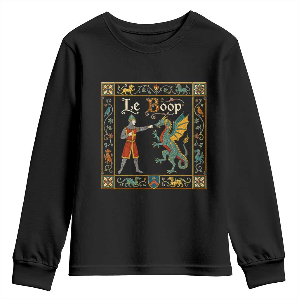 Le Boop Medieval Knight Dragon Fantasy Book Lover Humor Youth Sweatshirt
