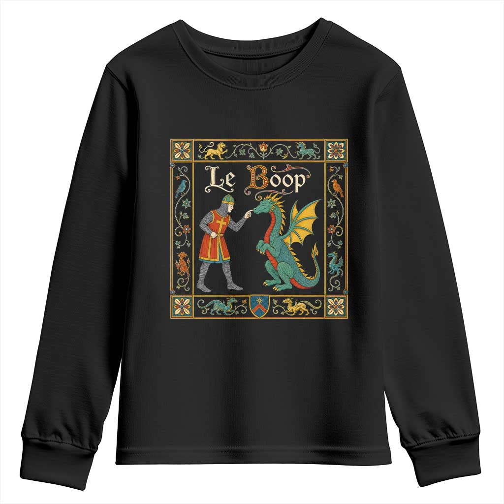 Le Boop Medieval Knight Dragon Fantasy Book Lover Humor Youth Sweatshirt TS14 Black Print Your Wear