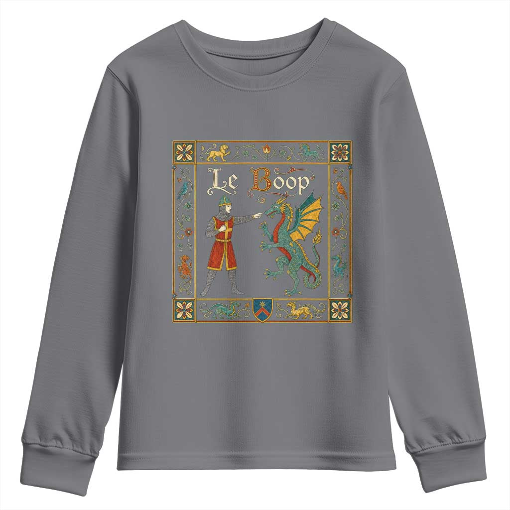 Le Boop Medieval Knight Dragon Fantasy Book Lover Humor Youth Sweatshirt