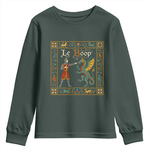 Le Boop Medieval Knight Dragon Fantasy Book Lover Humor Youth Sweatshirt