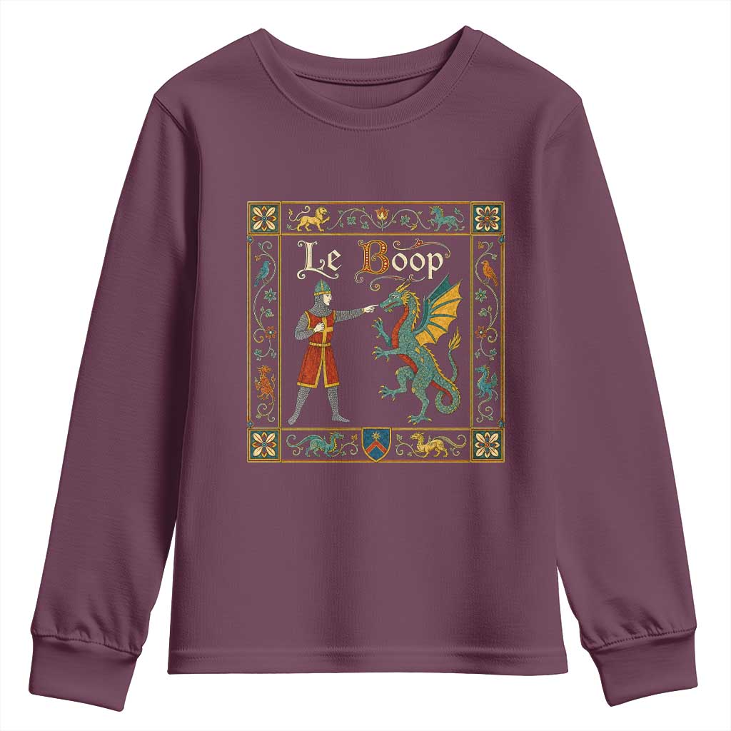 Le Boop Medieval Knight Dragon Fantasy Book Lover Humor Youth Sweatshirt