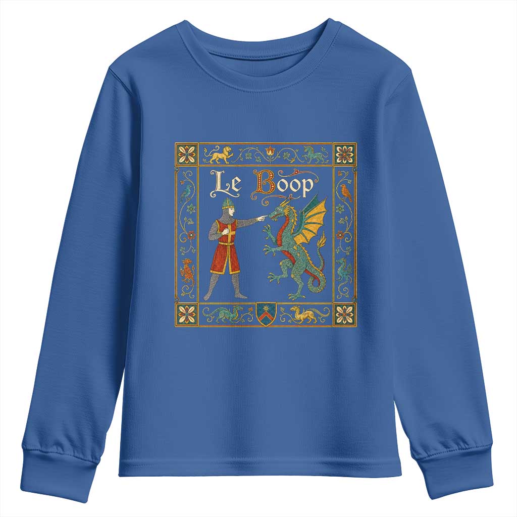 Le Boop Medieval Knight Dragon Fantasy Book Lover Humor Youth Sweatshirt