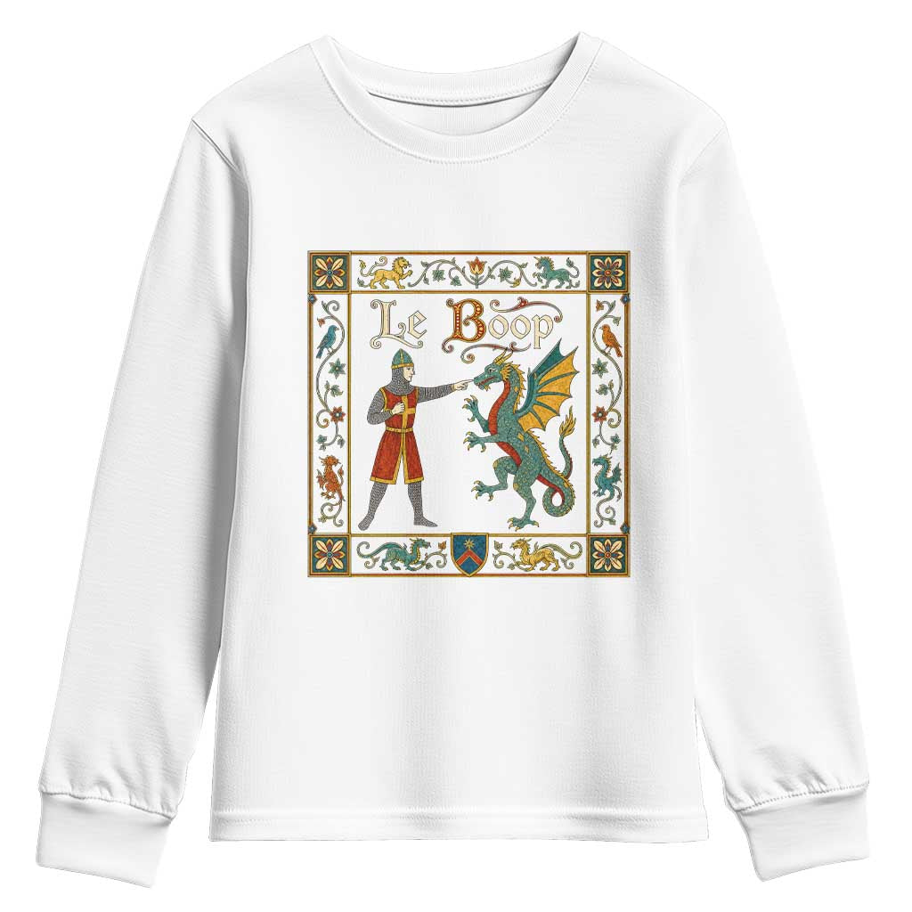Le Boop Medieval Knight Dragon Fantasy Book Lover Humor Youth Sweatshirt