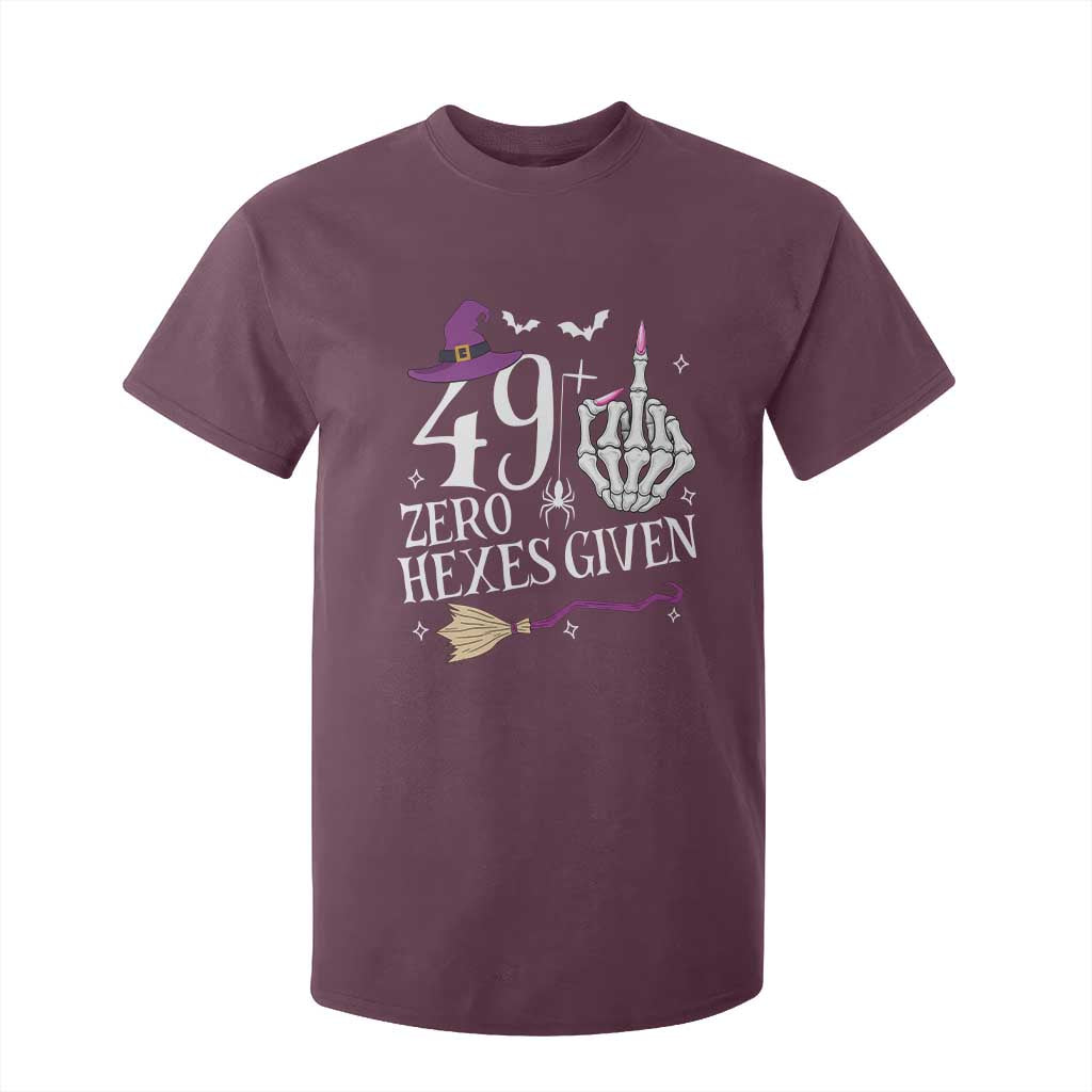 50th Birthday Halloween T Shirt For Kid 49 Plus Middle Finger Zero Hexes Given Gift For Women TS14 Maroon Print Your Wear