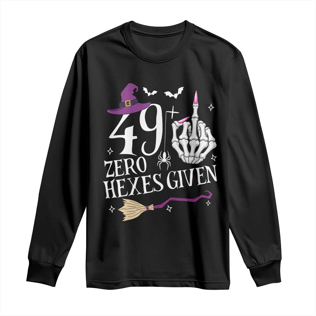 50th Birthday Halloween Long Sleeve Shirt 49 Plus Middle Finger Zero Hexes Given Gift For Women TS14 Black Print Your Wear