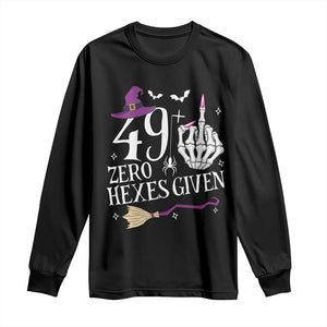 50th Birthday Halloween Long Sleeve Shirt 49 Plus Middle Finger Zero Hexes Given Gift For Women TS14 Black Print Your Wear