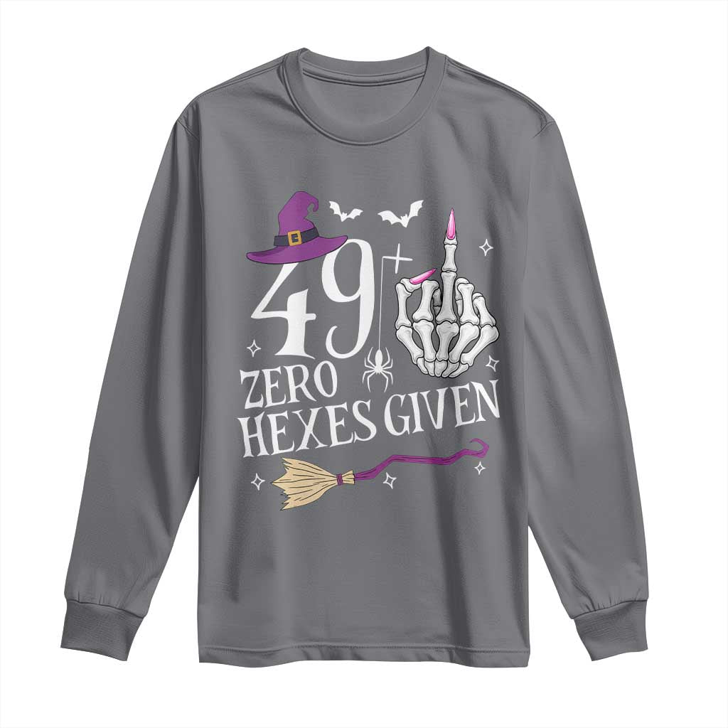 50th Birthday Halloween Long Sleeve Shirt 49 Plus Middle Finger Zero Hexes Given Gift For Women TS14 Charcoal Print Your Wear
