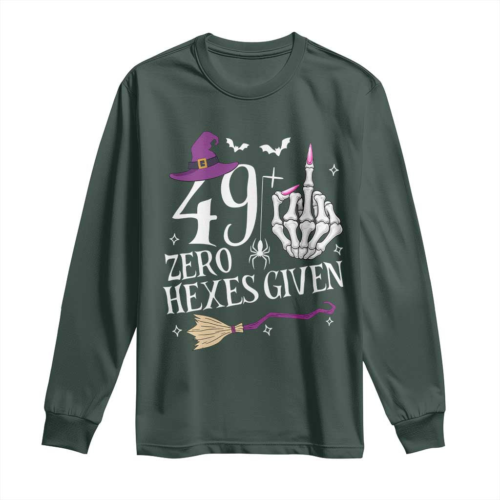 50th Birthday Halloween Long Sleeve Shirt 49 Plus Middle Finger Zero Hexes Given Gift For Women TS14 Dark Forest Green Print Your Wear