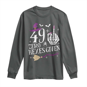 50th Birthday Halloween Long Sleeve Shirt 49 Plus Middle Finger Zero Hexes Given Gift For Women TS14 Dark Heather Print Your Wear