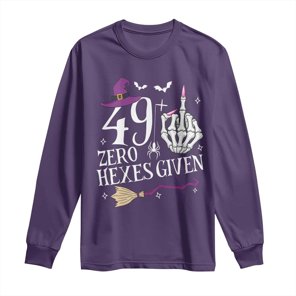 50th Birthday Halloween Long Sleeve Shirt 49 Plus Middle Finger Zero Hexes Given Gift For Women TS14 Purple Print Your Wear