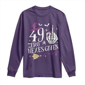 50th Birthday Halloween Long Sleeve Shirt 49 Plus Middle Finger Zero Hexes Given Gift For Women TS14 Purple Print Your Wear