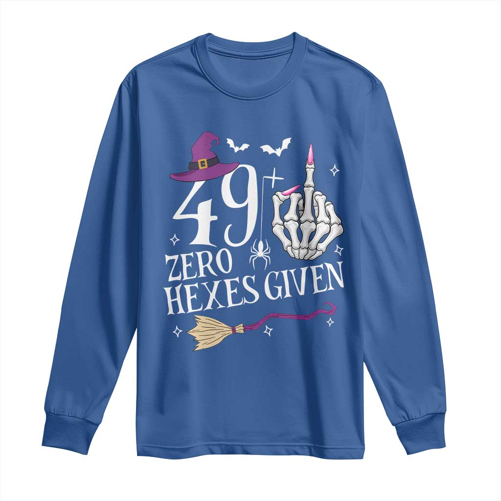 50th Birthday Halloween Long Sleeve Shirt 49 Plus Middle Finger Zero Hexes Given Gift For Women TS14 Royal Blue Print Your Wear